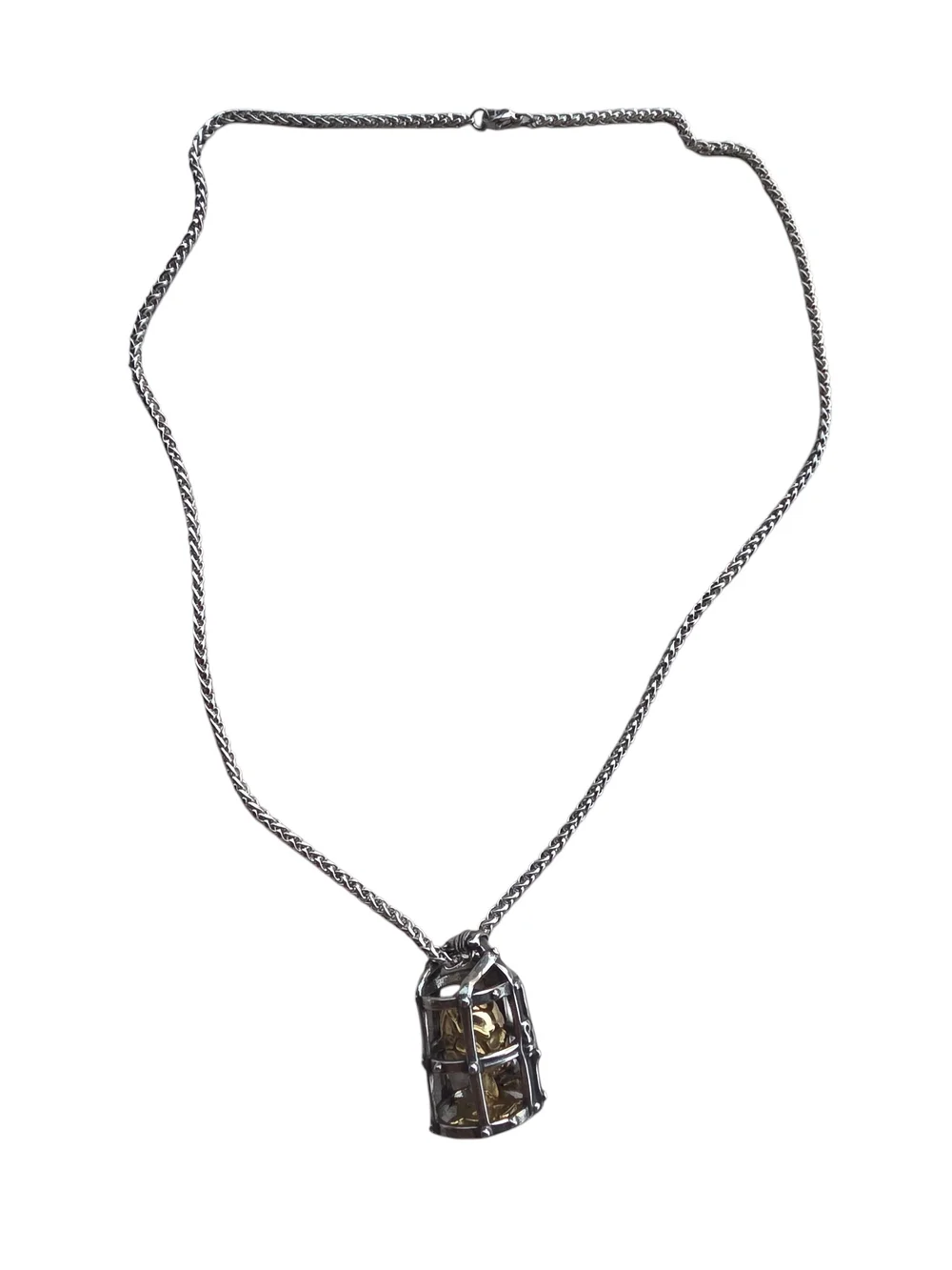 New Stainless Steel Silver Cage With Gold Skull Inside Necklace (Unisex)